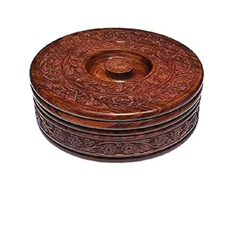 Buy Innovative art Works Wooden sheesham chapati Box/Wooden chapati ...