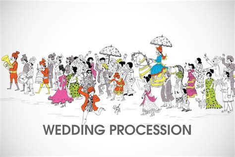 Wedding procession | Premium Vector