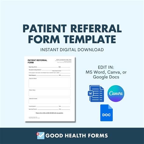 Patient Referral Form Template, Printable Medical Form (digital ...
