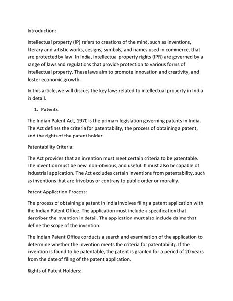 Laws to relating intellectual properties in India - Introduction ...
