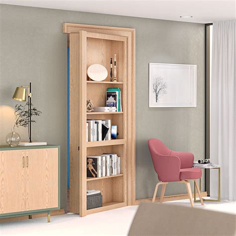 InvisiDoor 36-in. x 80-in. Maple Unfinished Bookcase Door in the Hidden ...