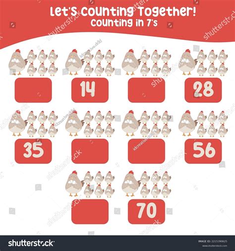 Counting 7s Printable Worksheet Toddlers Counting Stock Vector (Royalty ...