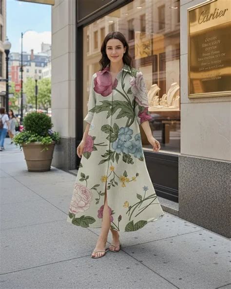 Wama Trendz Multicolor Linen Blend Vintage Printed Long Dress Price in ...