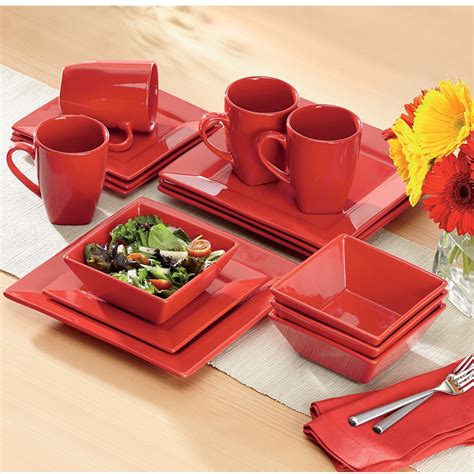 16-Piece Modern Square Dinnerware Set in Solid Colors | Country Door