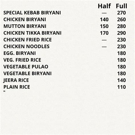 Menu at Tandoori Express, Jaipur