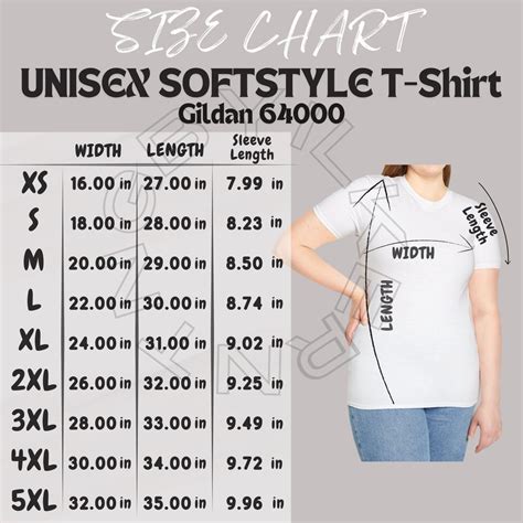 T-shirt Size Chart I Gildan 64000 Size Chart | Size Chart | Unisex ...