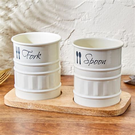 Buy Mirage Set of 2 Iron Printed Cutlery Holders from Home Centre at ...