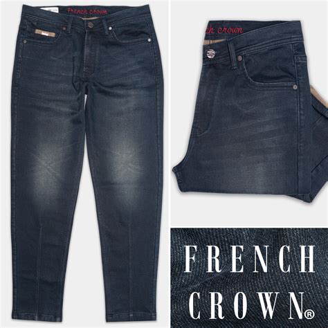 Gunmetal Blue Slim-Tapered Fit Mid-Rise Clean Look Denim Jeans