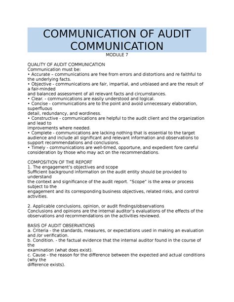 Image result for Communication Audit Example