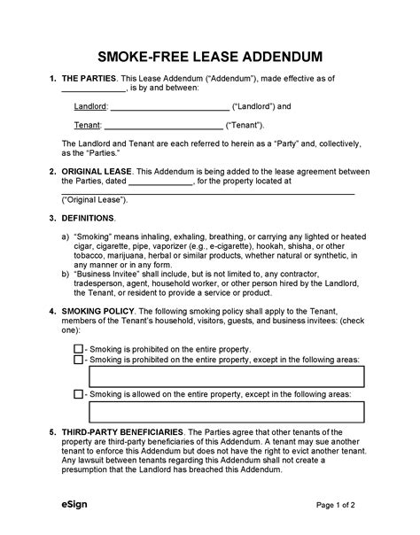 Rental Agreement Addendum Template