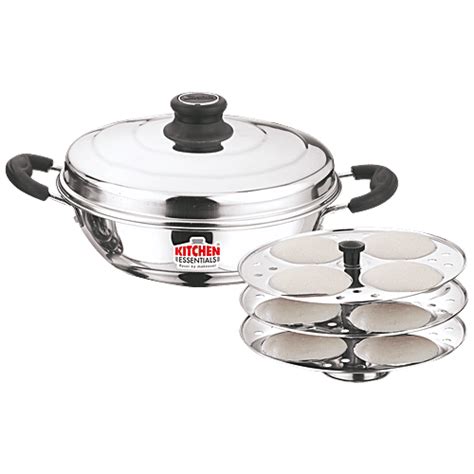Buy Kitchen Essentials Stainless Steel Idli Maker With 3 Plates & 12 ...