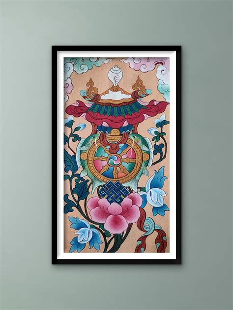Buy 8 Lucky Signs Thangka Painting | Traditional Folk Artwork