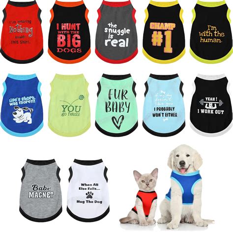 Amazon.com : 12 Pieces Dog Shirts Pet Printed Clothes with Funny ...