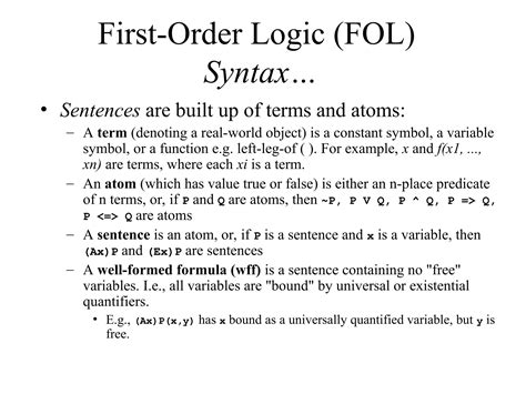 First-Order Logic (FOL) in AI is a powerful form of knowledge ...
