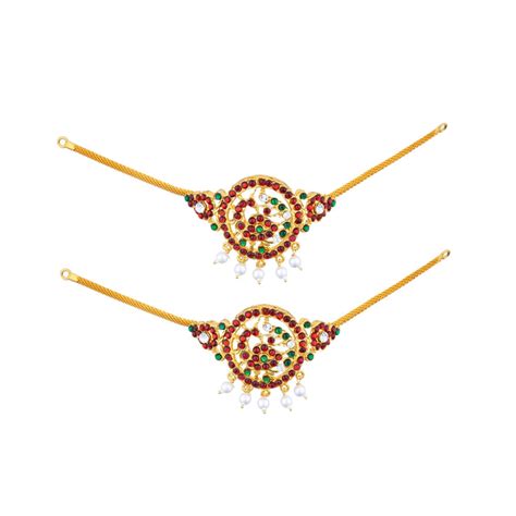 Giri - Kemp Bajuband Pair | Stone Chain | Deity Jewellery