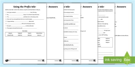 Prefix tele- Differentiated Worksheets (Teacher-Made)