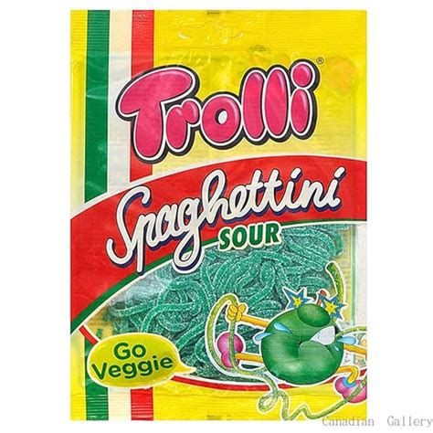 Trolli Spaghettini Sour Green Apple Gummy Candy Packet, 100g : Amazon ...