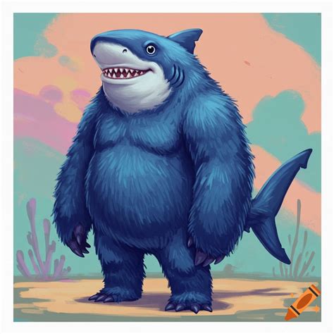 Cartoon shark wearing blue Nike sneakers running on a beach near the ...