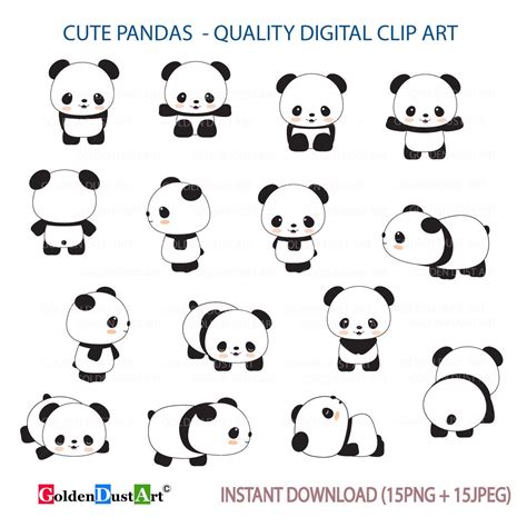 Cute Pandas Clip Art, Panda Clip Art, Panda Clipart, Cute Panda Clipart ...