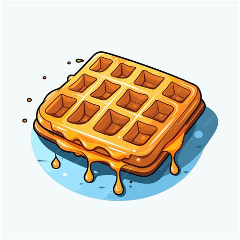 A cartoon drawing of a waffle with syrup on it | Premium AI-generated ...