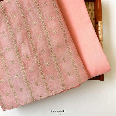 Unisex Dusty Peach Floral Stripes Cloth of Gold | Woven Pure Russian S ...