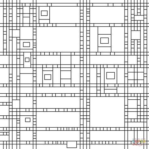 Coloriage - Le Boogie Woodie de Broadway de Piet Mondrian | Coloriages ...