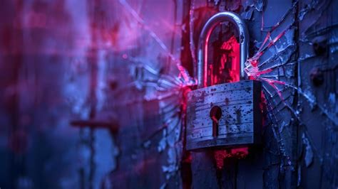 red broken paddock icon shooting unsecure data under cyberattack