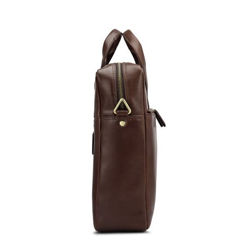 Plain Italian Leather Laptop Bag - Brown – Da Milano