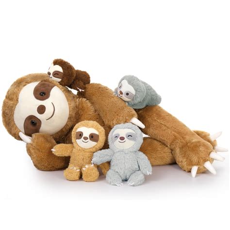 Amazon.com: MaoGoLan Sloth Stuffed Animal Set,5 Pcs Sloth Plush Toy ...