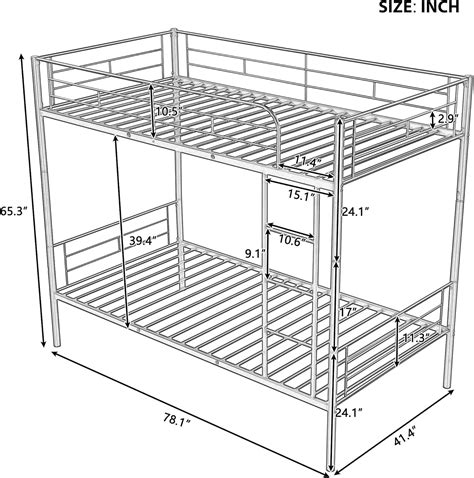 Buy Harper & Bright Designs Twin-Over-Twin Metal Bunk Bed with Guard ...