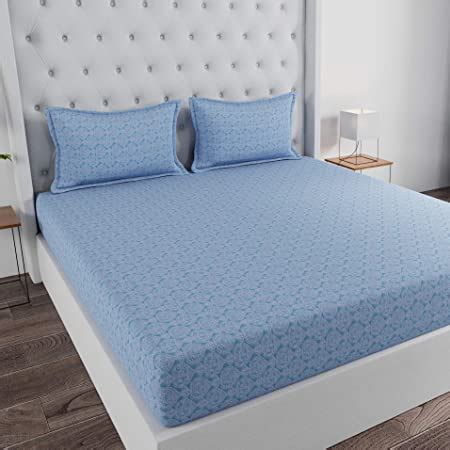 Huesland by Ahmedabad Cotton 144 TC Cotton Bedsheet for Double Bed with ...