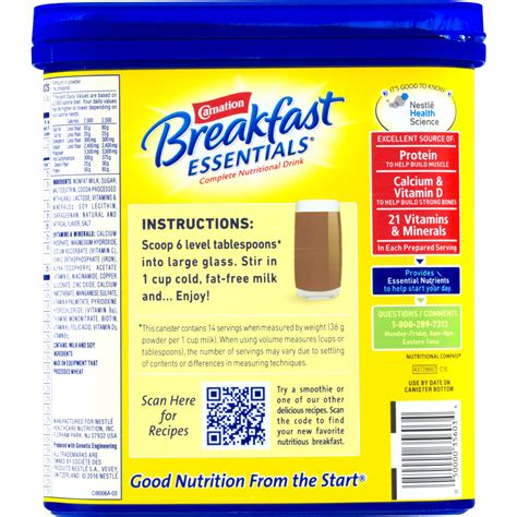 Carnation Instant Breakfast Essentials Nutrition Information – Besto Blog