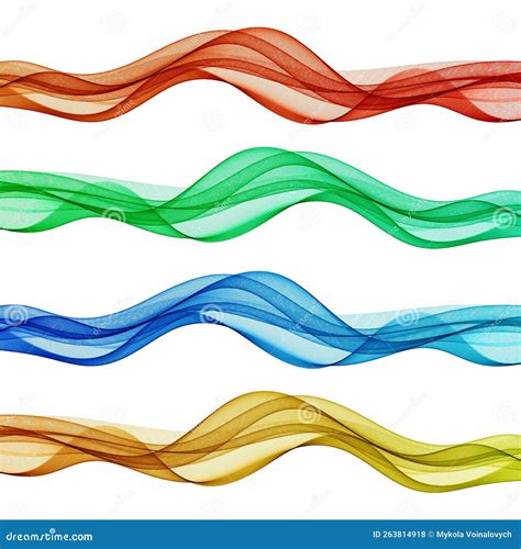 Set of Horizontal Waves. Abstract Red Blue Green Yellow Color ...