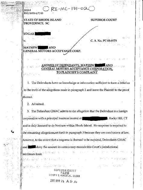 Fillable Online A02 Answer of Defendants to Plaintiffs Complaint Fax ...