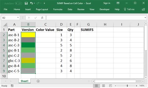Sumif Based On Cell Color 的图像结果