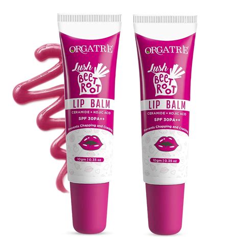 Buy Orgatre Beetroot Lip Balm Tube with Ceramide, Kojic Acid & SPF 30 ...