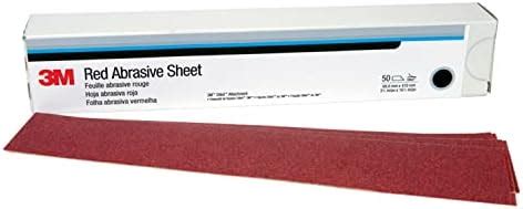 3M Red Abrasive Hookit File Sheet, 80 Grade, 2-3/4"" x 16-1/2"", 25 Per ...