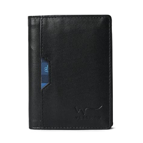 Buy ADAM ZAC VELTMAN Black Genuine Leather Minimalist Wallet for Men ...