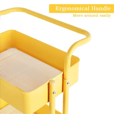 Buy OVAKIA Metal Storage Trolley 3-Tier Rolling Cart Multi-Purpose ...