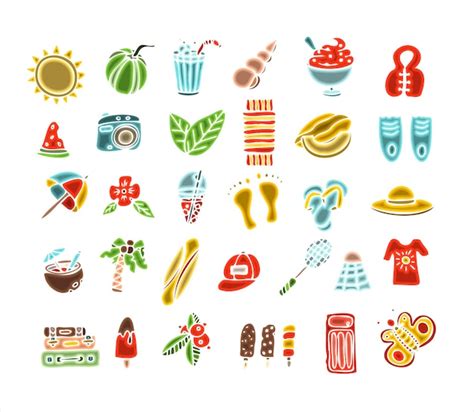 Duży wektor doodle lato zestaw ręcznie rysować akcesoria na wakacje na ...