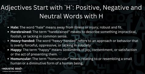 Adjectives Start with `H`: Positive, Negative, and Neutral Words with H ...