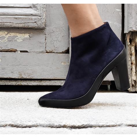 Buy Navy Suede Pointy Ankle Boots, Women Navy Suede Leather Boots ...