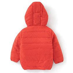 Babyhug Nylon Woven Full Sleeves Reversible Hooded Jacket - Orange