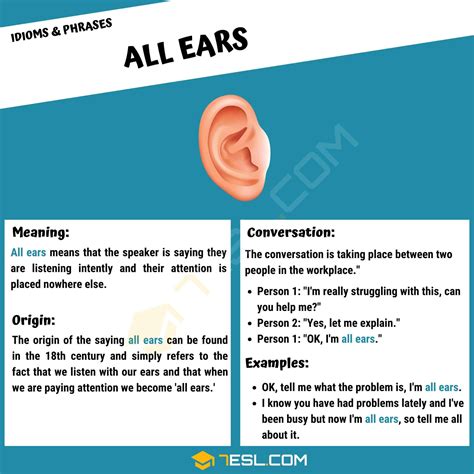 "All Ears" Meaning, Origin and Examples • 7ESL