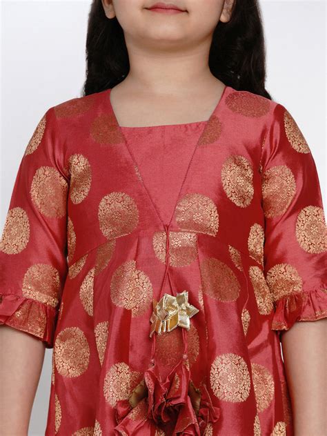 Shop Bitiya By Bhama Peach Round Neck Kurta With Palazzos Online