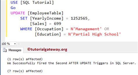 Triggers SQL Server Update 的图像结果