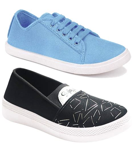 Buy DEFLOW Combo Pack of 2 Casuals Loafers Sneakers Shoes for Women_6 ...