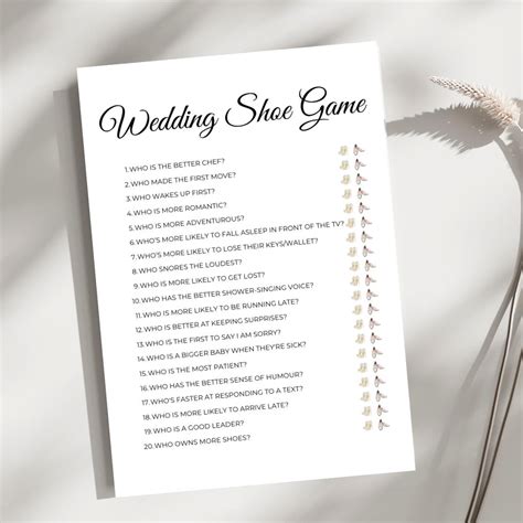 Wedding Shoe Game Template, Engagement Party Games, Bridal Shower Games ...