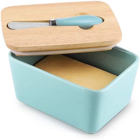 Buy DOWAN Porcelain Large Butter Dish Container with Lid, Steel Knife ...