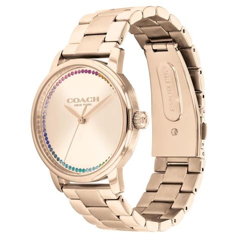 Buy Online Coach Quartz Analog Rose Gold Dial Stainless Steel Strap ...